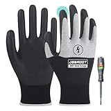 JSBAGGT Electrician Gloves Voltage Resistance Electrician High Voltage Gloves Insulation Work Gloves Flame Retardant & Rubber Non-Slip Grip for Electrical Work (Black and White, 400V-1PC)