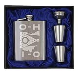 Ohio - 7 oz Rectangular Flask Gift Set Engraved with Ohio State Flag | Great Ohio Themed Present & Perfect for Ohioans