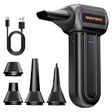 WOLFBOX MF60 Compressed Air Duster-110000RPM Super Power Electric Air Duster, 3-Speed Adjustable Rechargeable Cordless Air Blower with Fast Charging for PC Keyboard Cleaning, Car, Home, 5 Nozzle