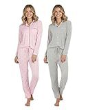 Real Essentials 2 Pack Piece Set Leopard Maternity Pjs Pajamas Women Sleepwear Breastfeeding Bride Silk Loungewear Women'S Sets Pajama Bottoms Cotton Pants Matching Button Down Up Warm Pijamas