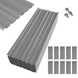 NeatiEase 10 Pcs Metal Roofing Panels, 5.1 Feet Corrugated Galvanized Roofing Panels Metal Siding Panels with Steel Screws for Pergola, Gazebo, Shed, Outdoor Storage, Chicken Coop, Patio,Garages