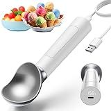 Heated Ice Cream Scoop Rechargeable Electric, 158°F Auto-Thermal Warming Scoop for Hard Ice Cream, Cordless LED Display, One-Button Operation, IP67 Waterproof Easy Clean (1, White)