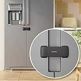EUDEMON Updated French Fridge Lock French Door Refrigerator/Freezer Lock Apply to Max 2.28"(58mm) Two Door Gap Distance,Cabinet Cupboard Lock for Kids & Babies,Easy to Install(1 Pack,Black)