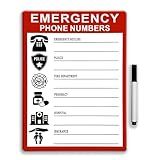 Emergency Acrylic Host Sign, Wall Mount Display - 9.5x7 Inch Acrylic Safety Sign with Free Black Marker | Reusable Dry-Erase Emergency Information Board for Home, Office, School | Police, Fire, Hospital, Pharmacy, Insurance