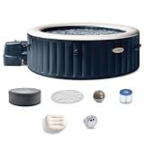 INTEX 28431EP PureSpa Plus Bubble Massage Inflatable Spa Set: Includes Energy Efficient Spa Cover –2 Headrests – LED Light – 6 Person Capacity – 85" x 28
