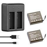 AKASO 2 x 1050mAh Rechargeable Action Camera Battery with USB Dual Charger for AKASO EK7000/EK7000 Pro/Brave 4 Action Camera