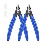 LBOKLING 5 Inch Micro Flush Cutter, 2 Pack Small Wire Cutters Spring Loaded Cutting Pliers, Wire Cutters for Jewelry Making, Soft Copper Wire, Floral, Electronics, Model Craft, Heating Wire, 3D Print