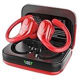 sajawass Wireless Earbuds Bluetooth 5.4 Headphones, Noise Canceling Ear Buds with 75hr Playtime, LED Power Display, IPX7 Waterproof Earphones Over-Ear Earphones for Sports/Workouts - Red