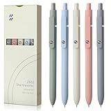 FIOVER Gel Pens, 5pcs 0.5mm Quick Dry Black Ink Fine Point Smooth Writing Pens High-End Series Ballpoint for Office School Supplies(Morandi)