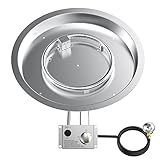 Skyflame 19" Round Stainless Steel Fire Pit Drop-in Burner Kit with CSA Certified, Flame Sensing, Electronic Spark Ignition, Propane Regulator Connector Hose Set for Propane Tank