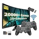 2025 Retro Gaming Console Pro - 4K HDMI Plug & Play Game Stick with 20,000+ Classic Games, 64GB Storage, Dual 2.4GHz Wireless Controllers, Supports 18 Emulators for TV