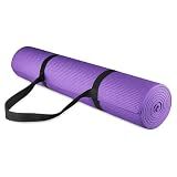 Fitvids 1/4-Inch High Density Thick Non Slip Yoga Mat with Knee Pad and Carrying Strap for Workout, Pilates, Gym Home Exercise, Purple