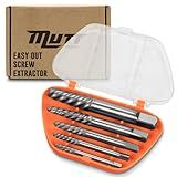 Mutt Tools 5pc Screw Extractor Set - Easy Out Bolt Extractor Kit with Cr-Mo Alloy Steel - Spiral Screw Extractor for Stripped, Broken and Damaged Screws - Professional Bolt Remover Tool