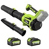 Cordless Leaf Blower with 2 Batteries, 580CFM Brushless Motor for Easy Lawn Care & Car Drying, Lightweight Handheld Blower Ideal for Women & Seniors, Fast Charger Included