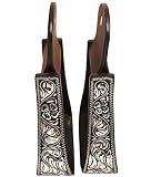 Majestic Ally Western Horse Aluminum Black Engraved Stirrups- Adults (Silver-Black)