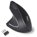 KUNSI Left Handed Mouse, 2.4G Wireless Left Handed Ergonomic Mouse with 800/1200/1600 Adjustable DPI, 6 Buttons Wireless Vertical Mouse for MacBook/Laptop/PC/Desktop-Black