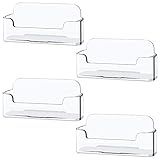 Qizpcer 4 Pack Clear Plastic Business Card Holder,Acrylic Business Card Display for Desk Business Card Stand
