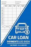 Car Loan Payments Log Book: Monthly Auto Loan Payment Tracker | Car Loan Payment Record Logbook | 100 Pages