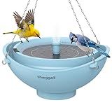 Sheggell Smart Bird Bath, 2L Large Capacity with Water Circulating Filtration, Solar Bird Bath with 3 Fountain Modes, Hanging & Freestanding Design, IPX6 Waterproof, Birdbath for Yard