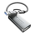 WARRKY Video Capture Card, 2-in-1 USB 3.0 USB A/C HDMI Capture Device, 4K Input 1080P 60FPS Low Latency Game Capture Card for Streaming & Recording, Compatible with PS5, Nintendo Switch, Xbox, PC, Mac