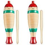 2 Pieces Colorful Fish Shaped Guiro Instrument Latin Musical Wooden Frog Instrument Musical Percussion for Adults with Rhythm Sticks
