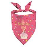 Birthday Girl Dog Bandana Puppy Scarf, Adjustable Triangle Double-Layer Reversible Pet Bandanas for Dogs Girl Birthday Party S