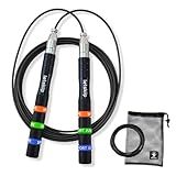 Letskiip Speed Jump Rope for CrossFit & Boxing - Secure Self-Locking Adjustable Skipping Rope for Men & Women - Anti-Slip Aluminum Handles & Smooth Ball Bearings for Double Unders, HIIT, Home Gym (2 Cables Included)
