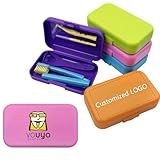 YOUYA DENTAL Mini Oral Care Brush Travel Kits, 100Packs Custom Personalized Logo Dental Teeth Care Kit Customized Tongue Cleaning Tool Portable Kit with Any Image Logo and Text for Gift Business Logo