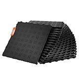 VEVOR Garage Tiles Interlocking, 12 x 12 x 0.53 inch 25 Pack Garage Floor Covering Tiles, Non-Slip Double-Sided Texture Garage Flooring Tiles, for Garages, Basements, Repair Shops, Black