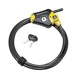 Master Lock Black and Yellow Python Cable Lock with Key, Outdoor Lock for Bikes, Trail Cameras, and Other Equipment, 6 Foot Long x 3/8-Inch Diameter, 8413DPF