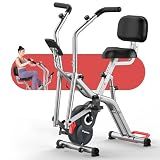 Foldable Elliptical Exercise Bike, 8-Level Magnetic Stationary Bike Home