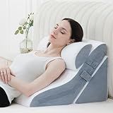 Foamalusion 3PCS Bed Wedge Pillow for Sleeping, 20-in-1 Adjustable Memory Foam Pillow Wedge for Back Leg Pain Relief, 23" Wide Wedge Pillow for After Surgery, Acid Reflux, Snoring, Back Pain