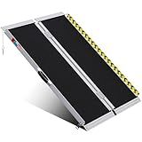 WHALEMOTOR Portable Wheelchair Ramp 4FT, Anti-Slip Aluminum Folding Portable Ramp, Wheelchair Ramps for Home, Weight Capacity Up to 600 LBS, with Transition Plates Above and Below