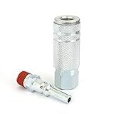 WYNNsky Air Coupler and Plug Kit, 1-PC 1/4'' FNPT Lincoln Type Zinc-Plated Steel Air Coupler and 1-PC 1/4'' MNPT Lincoln Type Plug with Sealant,Air Tools Fittings