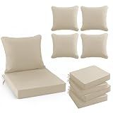 Summsun Outdoor Chair Cushions Set of 4, 24 x 24 Inch, Cream
