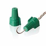 Winged Ground Wire Connectors Nuts with Hole 25 pcs Green Wire Connector Electrical Wire Caps, UL Listed Electrical Ground Nuts for 14-10 Awg