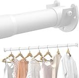 Supforce Closet Rods for Hanging Clothes, 17 to 69 Inches Stepless Adjustable Metal Closet Rod, 1.3 Inches Heavy Duty Clothes Hanging Rod for Closet Wardrobes Laundry RV, White