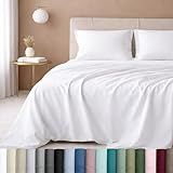 California Design Den Queen Sheet Set - Luxury 600 Thread Count Sateen, 100% Cotton Deep Pocket Queen Sheets with All Around Elastic, Snug Fit, Hotel Quality Bedding Set - White