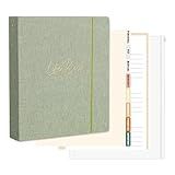 Ampleer Life Book Document Organizer Folio, End of Life Planner 3 Ring Binder for 8.5x11" Important Papers, Aesthetic Linen In Case If I Die File Folder (Sage)