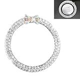 Merdege Ignition Switch Button Decorative Ring, Bling Bow Design Metal One-Point Start Switch Ring, Universal for Most Cars (White)