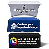 Customized Tablecloth with Logo 4/5/6/8/10FT for Business Tradeshow Events Company School Shop Welfare Organization Other Important Events Shipping Next Day (Stretch tablecloth, 6FT back open)