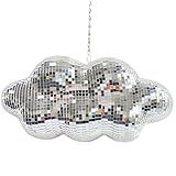 MFGDISCO Disco Ball Cloud Shaped, Cute Hanging Party Mirror Decor with Chain, Retro Light Reflective Ball for Party Home Decor, Disco Mirror Ornaments, Silver, Design Patent