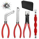 4Pcs Electrical Disconnect Pliers for Cars, Automotive Electrical Connector Removal Tool with 18Pcs Terminal Pin Removal Tool, Connector Separator and Hose Clamp Pliers in Storage Box