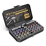 Bomivoi 34 in 1 Magnetic Screwdriver Set, DIY Ratchet Screwdriver Set, Multi Bit Magnetic Drive Sets with Ratcheting Handle, Handy Repair Tool Kit for Electronics, Bike, Furniture, DIY, Computer
