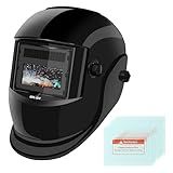 GOL-SIV Welding Helmet Auto Darkening-Solar/Battery Powered-True Color -Wide View Screen Welding Mask-2 Arc Sensor，0.1ms Response Time-Shade 9~13,for SMAW, MIG, TIG, GTAW-Lightweight Extended Wear