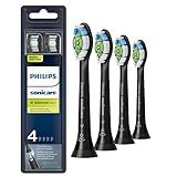 Philips Sonicare W DiamondClean - Genuine Replacement Electric Toothbrush Heads, Black, 4 Pack One Year Supply, HX6064/95