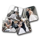 Smile Art Design Upload 6 Images Square Custom Coaster Print with Your Photos 6 Piece Set Glossy Vibrant Hardboard Personalized Photo Collage Picture Photo Prints Gifts Wedding Decoration