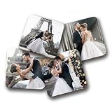 Smile Art Design Upload 2 Images Square Custom Coaster Print with Your Photos 2 Piece Set Glossy Vibrant Hardboard Personalized Photo Collage Picture Photo Prints Gifts Wedding Decoration