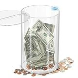 KashKaddy Clear Tip Jar - Acrylic Donation Box w/Magnetic Lid & Money Slot - Coin Jar for Small Business & Home Savings - Safe & Stylish Donation Jar - Modern Cash Box - Sturdy Bartender Accessories