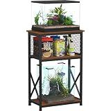 Snughome 10 Gallon Aquarium Stand, 3-Tier Storage Fish Tank Stand 220 lb Top, Fits 5/10 Gallon , Waterproof / Small Space, 20.47" x 11.42" x 30.91", Rustic Brown